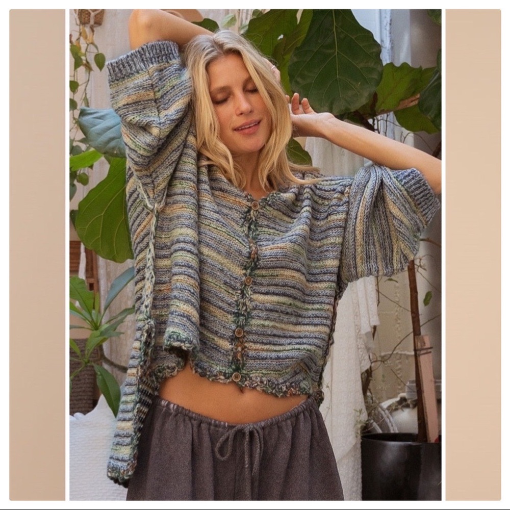 POL Palms Spring Stripe Sweater Cardigan - Picture 2 of 13